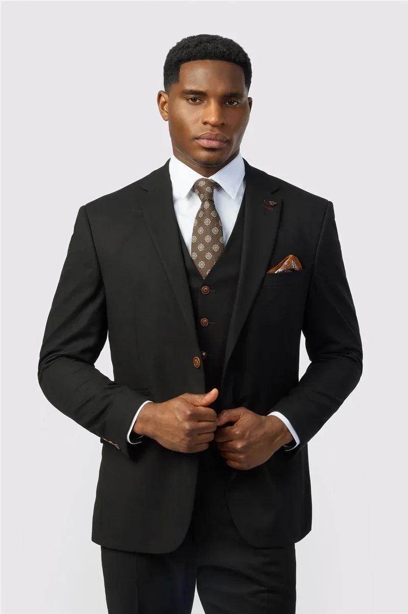 Antique Rogue Slim Fit Blake Black Texture Stretch Jacket thumbnail 2