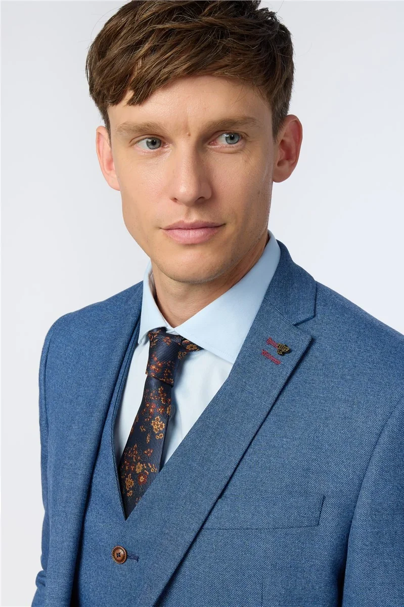 Antique Rogue Slim Fit Blake Blue Texture Stretch Jacket thumbnail 5