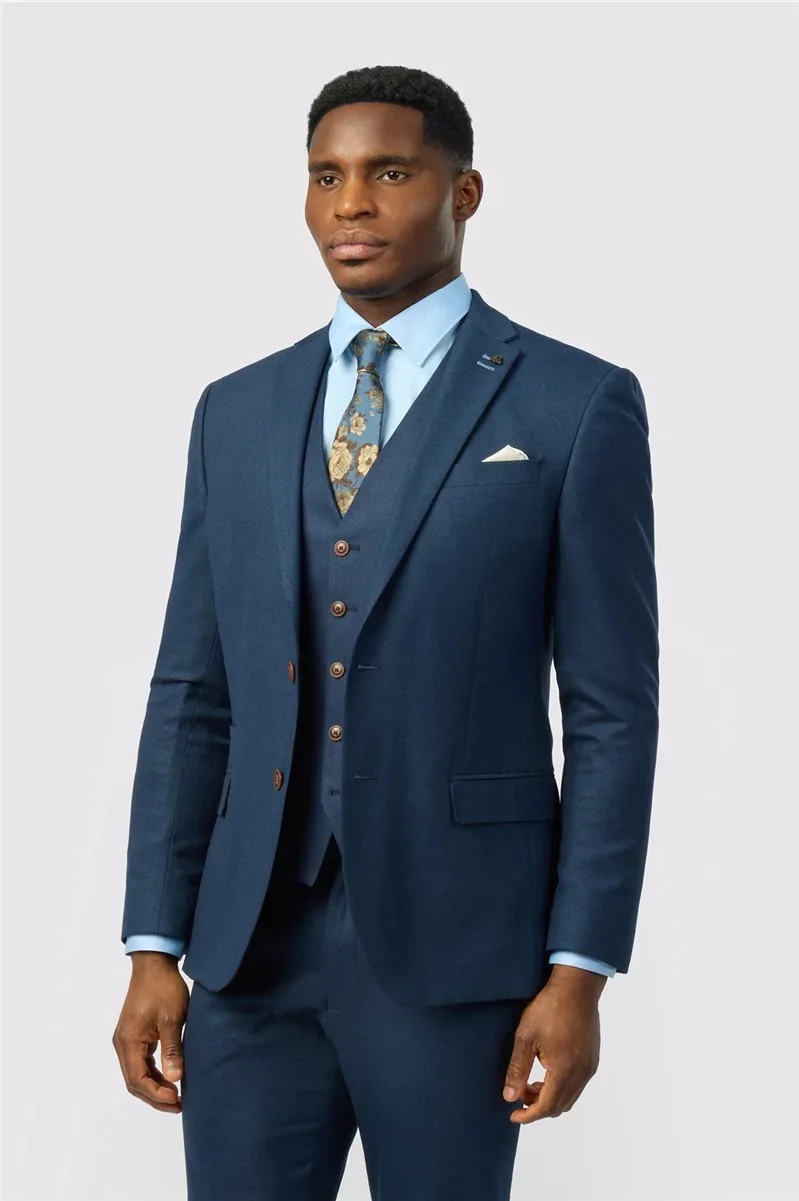 Antique Rogue Slim Fit Blake Navy Texture Stretch Jacket thumbnail 2