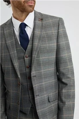 Antique Rogue Slim Fit Grey With Tan Checked Jacket thumbnail 9