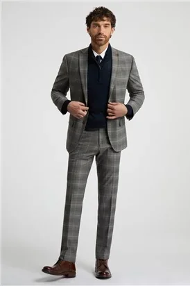 Antique Rogue Slim Fit Grey With Tan Checked Jacket thumbnail 10