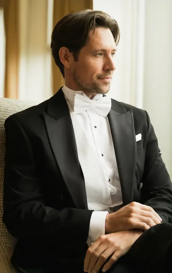 2 Piece White Tie, Dress Shirt, Waistcoat & Bow Tie thumbnail 2