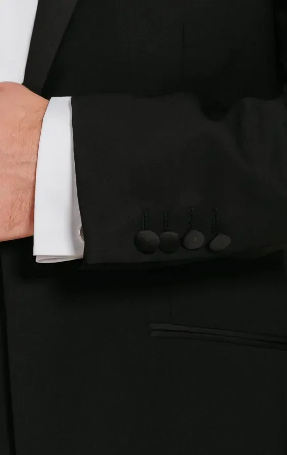 Black 100% Wool 2 Piece Tuxedo, Dress Shirt, Dress Shoes, Cummerbund, Bow Tie thumbnail 5