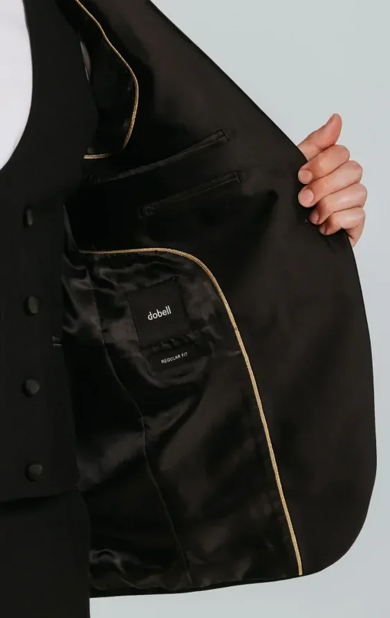 Black 3 Piece Tuxedo with Peak Lapel thumbnail 7