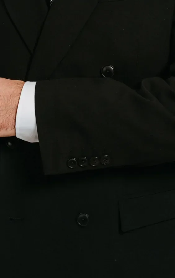 Black Double Breasted 3 Piece Suit with Peak Lapel thumbnail 5