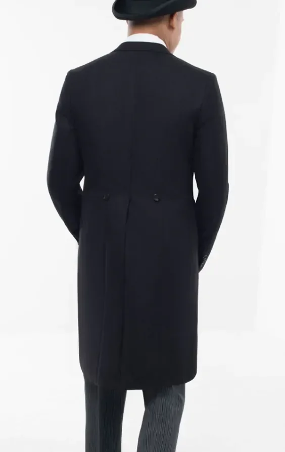 Black Herringbone Morning Suit with Striped Trousers thumbnail 5