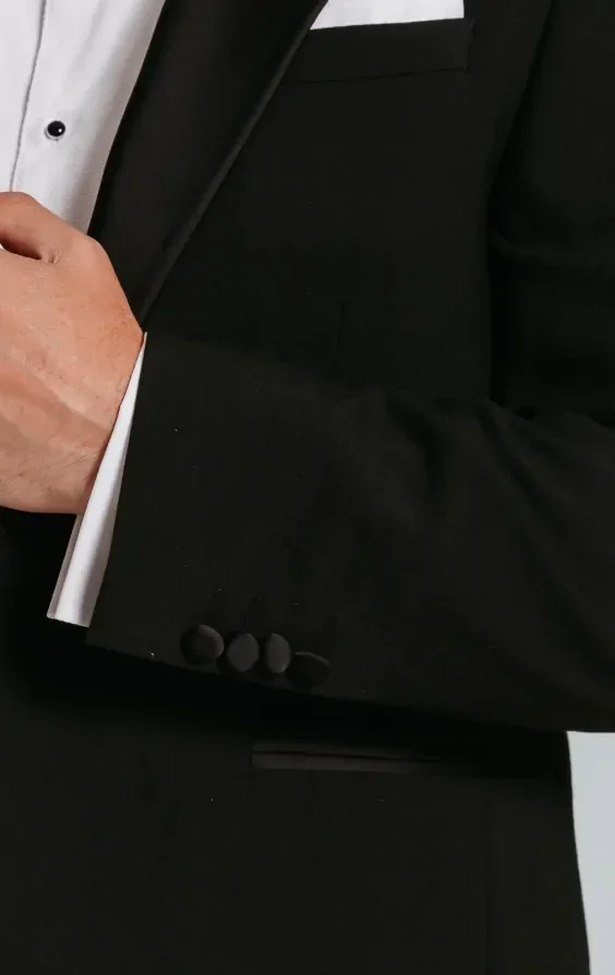 Black Slim-Fit Dinner Jacket with Peak Lapel thumbnail 4