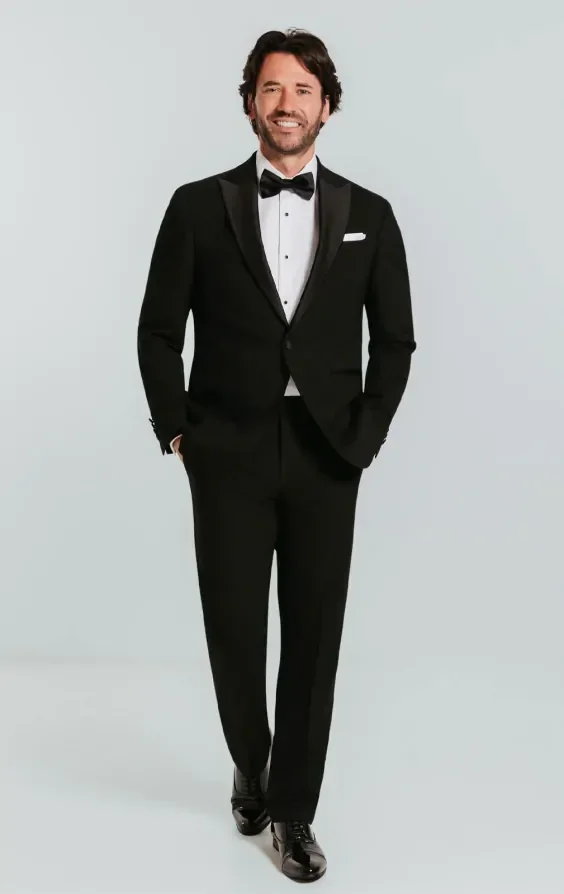 Black Slim-Fit Tuxedo with Peak Lapel thumbnail 3