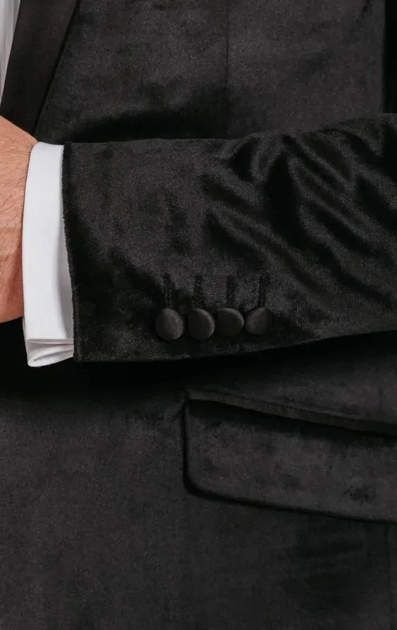 Black Slim Fit Velvet Jacket thumbnail 4