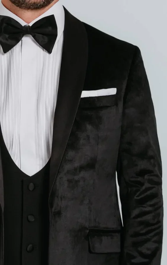 Black Slim Fit Velvet Jacket thumbnail 5