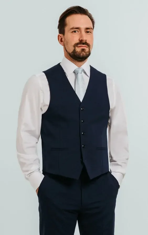Blue 3 Piece Suit with Peak Lapel thumbnail 10