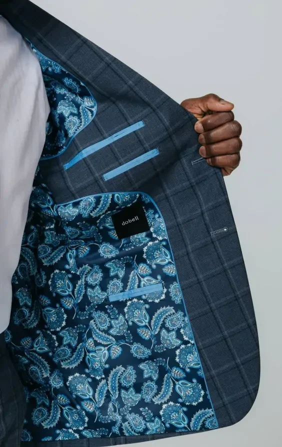 Blue Bold Windowpane Check Suit Jacket thumbnail 6