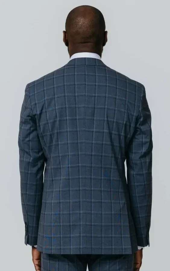 Blue Bold Windowpane Check Suit Jacket thumbnail 7