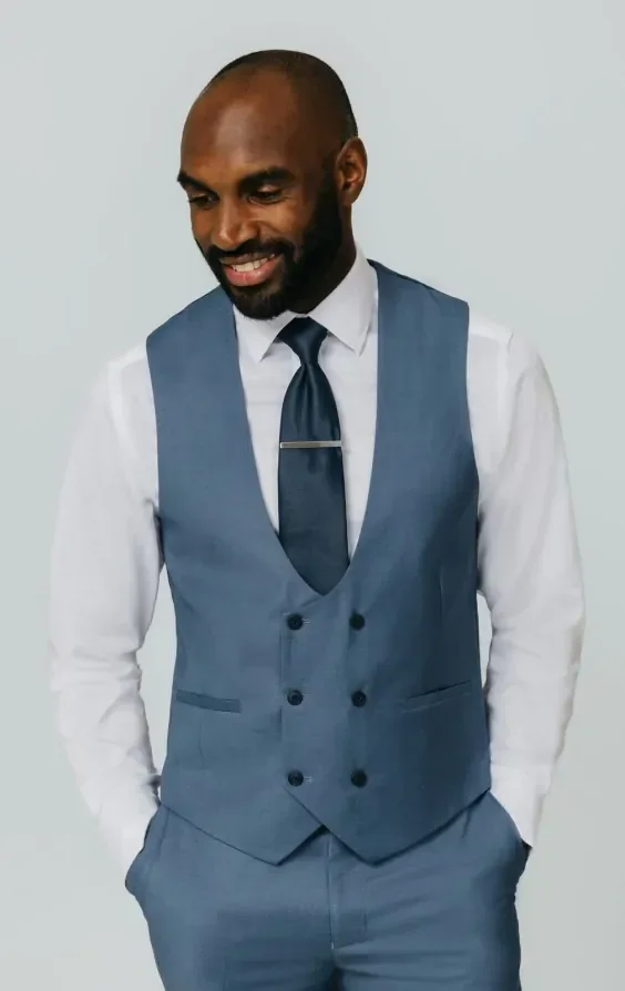 Blue Sharkskin 3 Piece Suit thumbnail 9