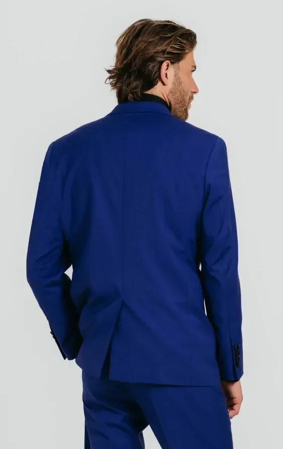 Bright Blue 3 Piece Tuxedo with Peak Lapel thumbnail 4