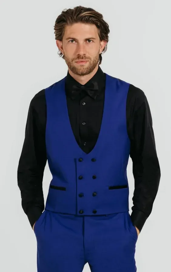 Bright Blue 3 Piece Tuxedo with Peak Lapel thumbnail 9