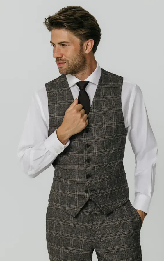 Brown Check Waistcoat thumbnail 2
