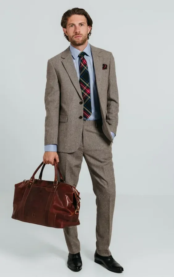 Brown Herringbone Tweed Suit thumbnail 3