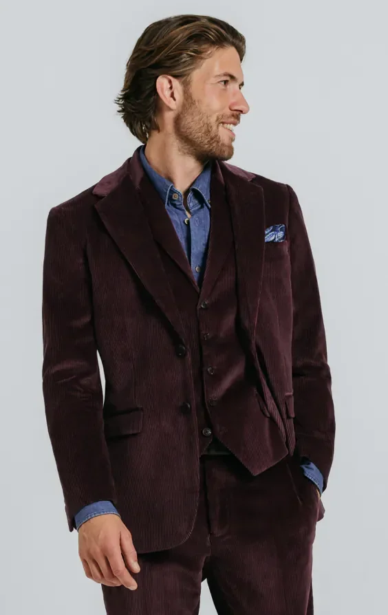 Burgundy Corduroy 3 Piece Suit primary image