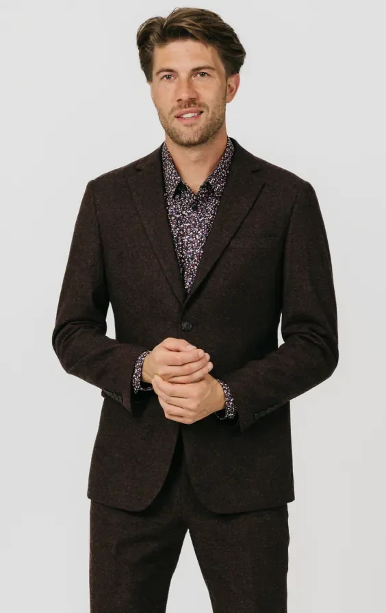 Burgundy Donegal Tweed Suit thumbnail 2