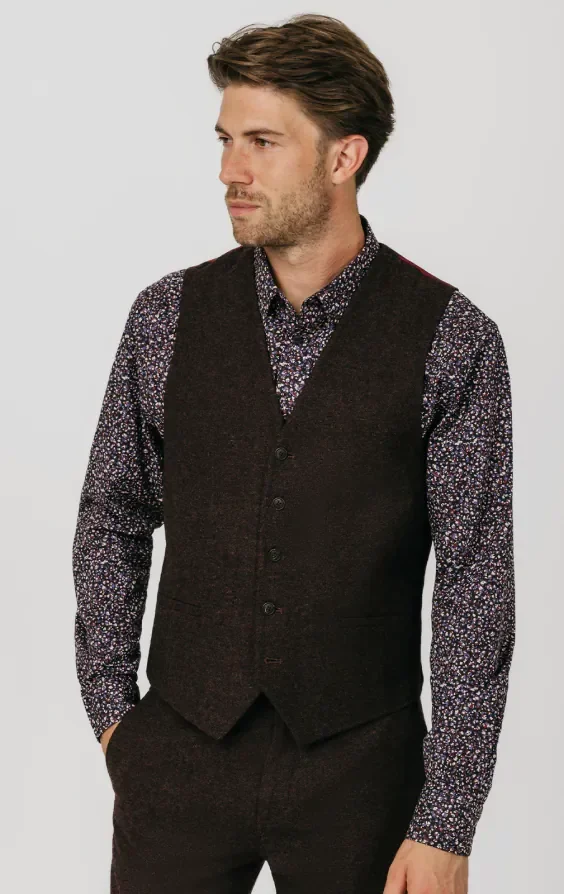 Burgundy Donegal Tweed Suit thumbnail 9