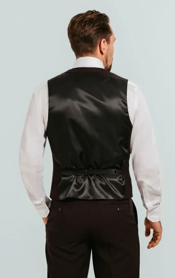 Burgundy Double Breasted Tuxedo Waistcoat thumbnail 4