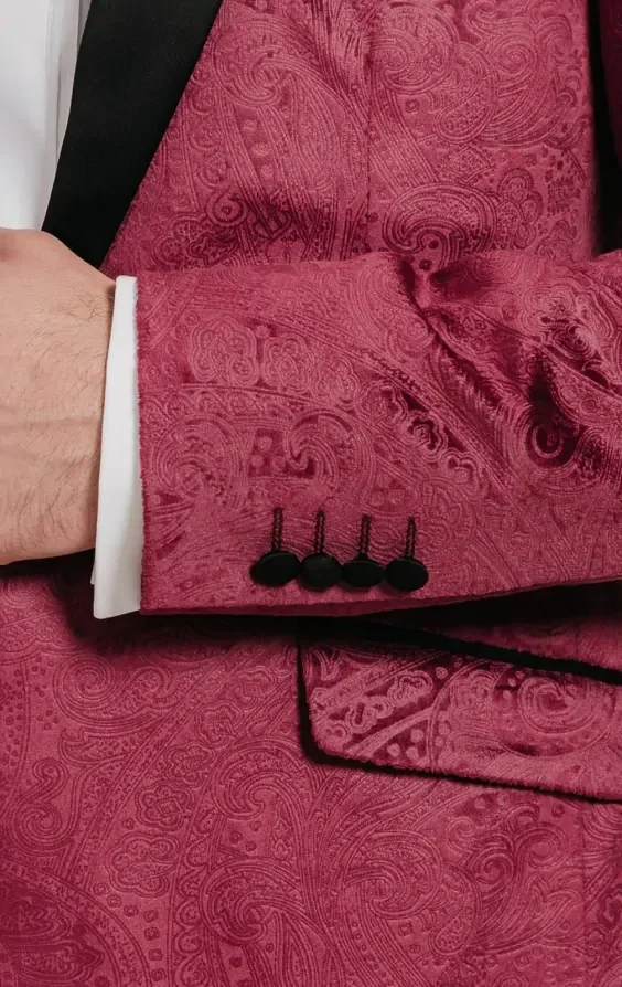 Burgundy Paisley Velvet Tuxedo Jacket thumbnail 4