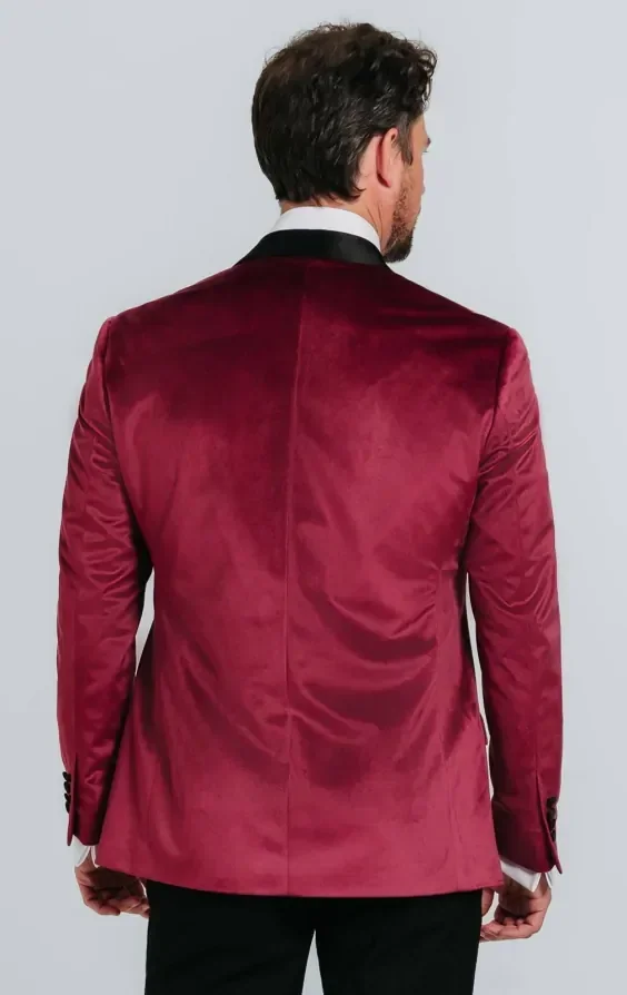 Burgundy Velvet Slim Fit Tuxedo thumbnail 4