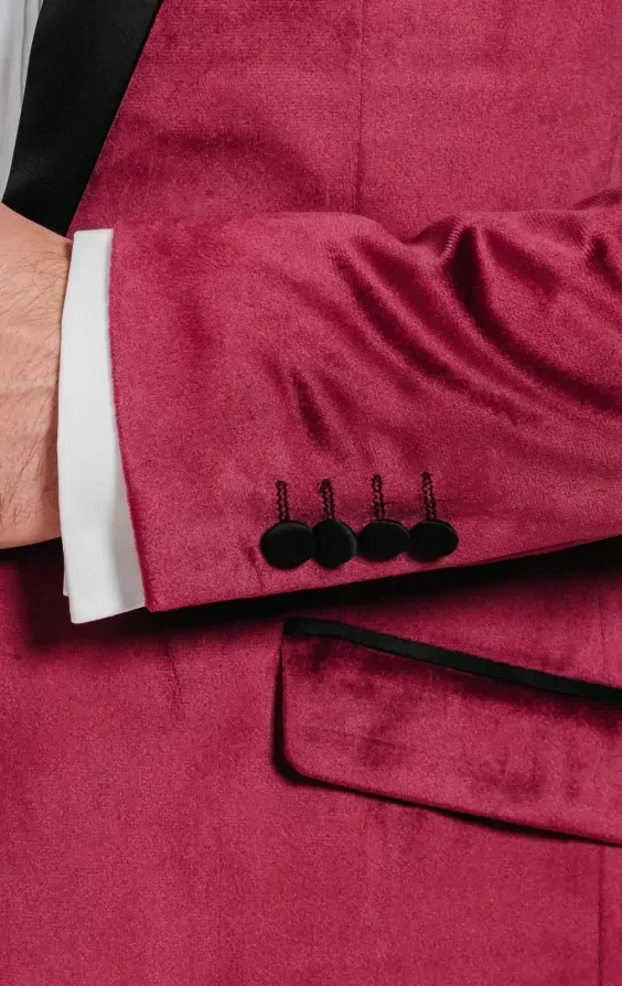 Burgundy Velvet Slim Fit Tuxedo thumbnail 5