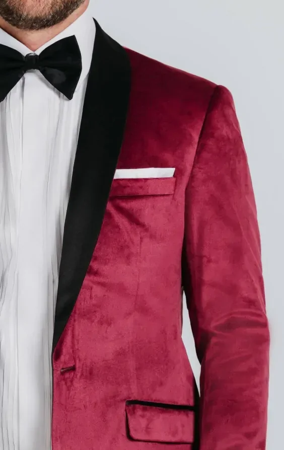 Burgundy Velvet Slim Fit Tuxedo thumbnail 6