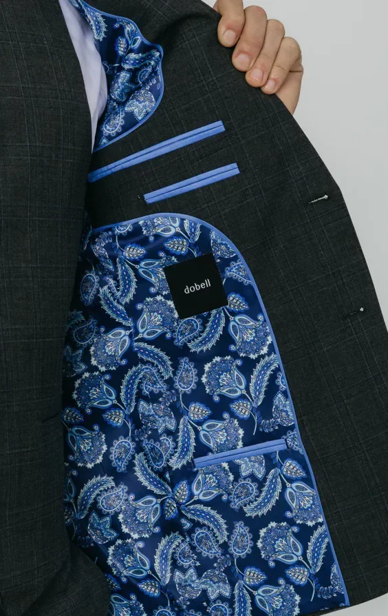 Charcoal Windowpane Check 3 Piece Suit thumbnail 6