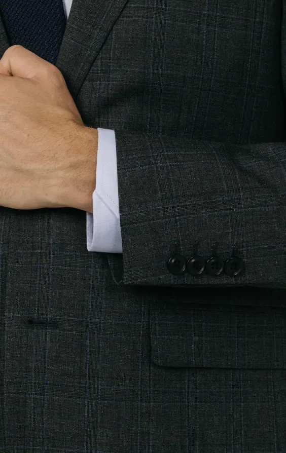 Charcoal Windowpane Check Suit Jacket thumbnail 4