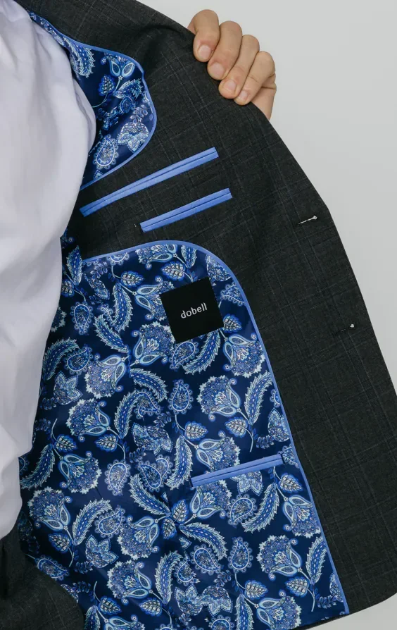 Charcoal Windowpane Check Suit Jacket thumbnail 6