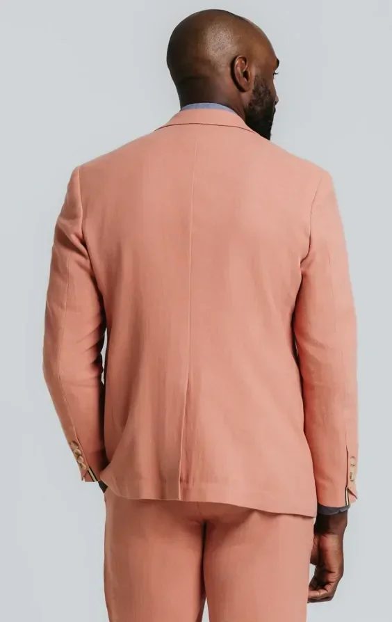 Coral Linen Twill 3 Piece Casual Suit thumbnail 4