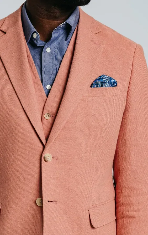 Coral Linen Twill 3 Piece Casual Suit thumbnail 6