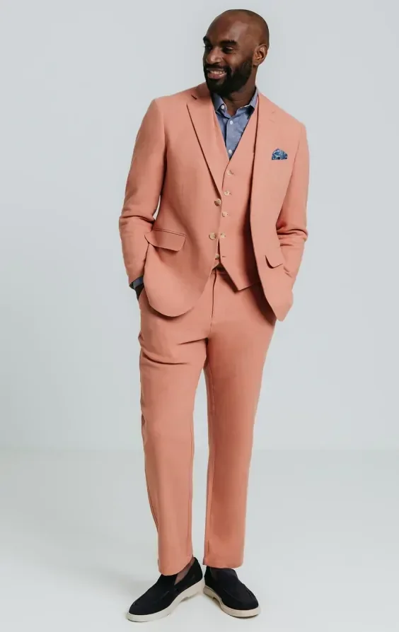 Coral Linen Twill Casual Suit thumbnail 3
