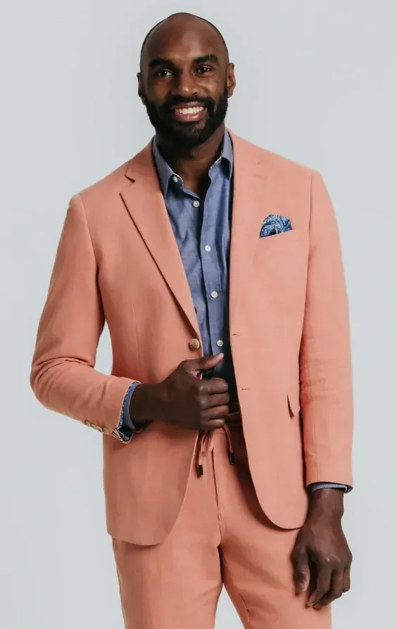 Coral Linen Twill Casual Suit primary image