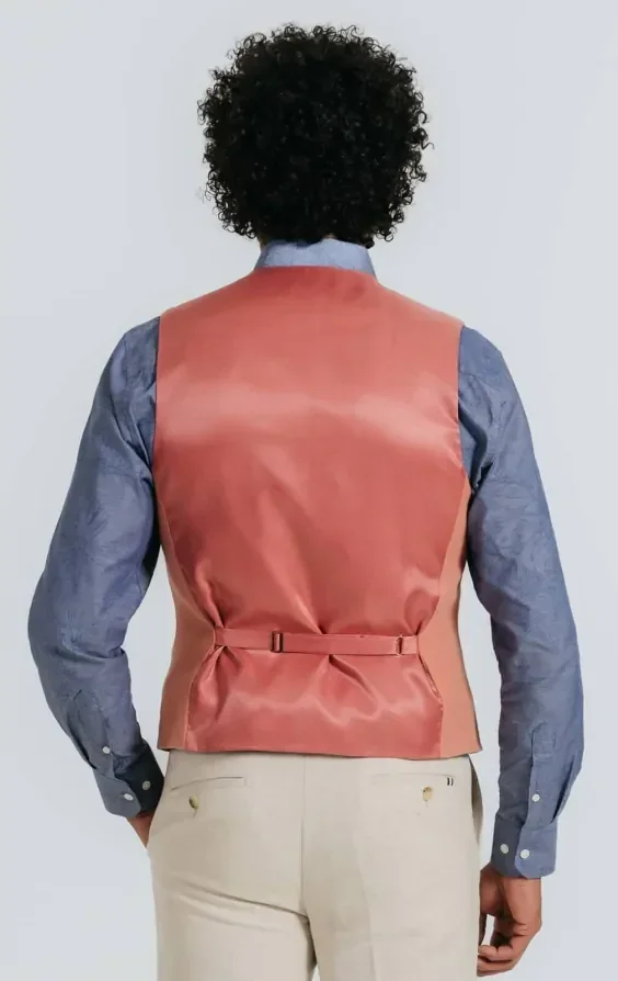 Coral Linen Twill Waistcoat thumbnail 5