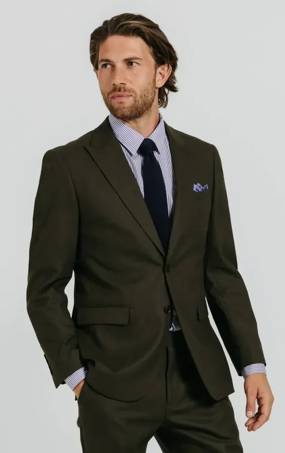 Dark Green Twill Suit thumbnail 2