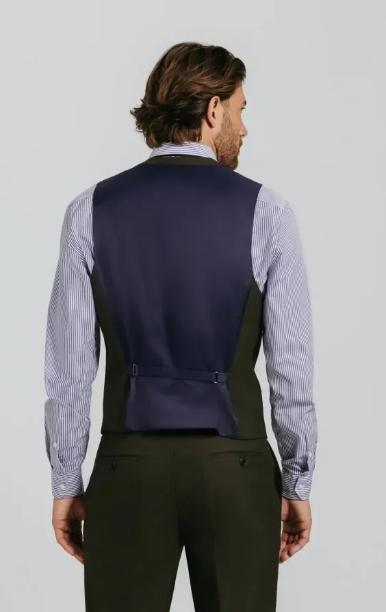 Dark Green Twill Waistcoat thumbnail 4