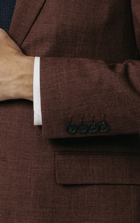 Dark Rosewood Weave Suit Jacket thumbnail 4