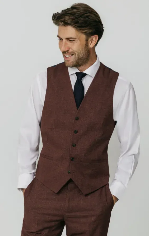 Dark Rosewood Weave Waistcoat thumbnail 2