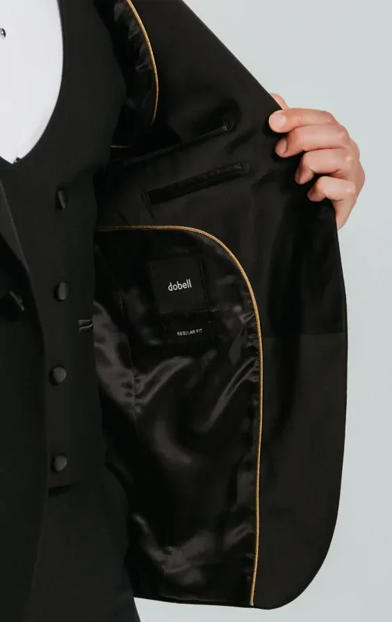 Black 3 Piece Tuxedo with Shawl Lapel thumbnail 7