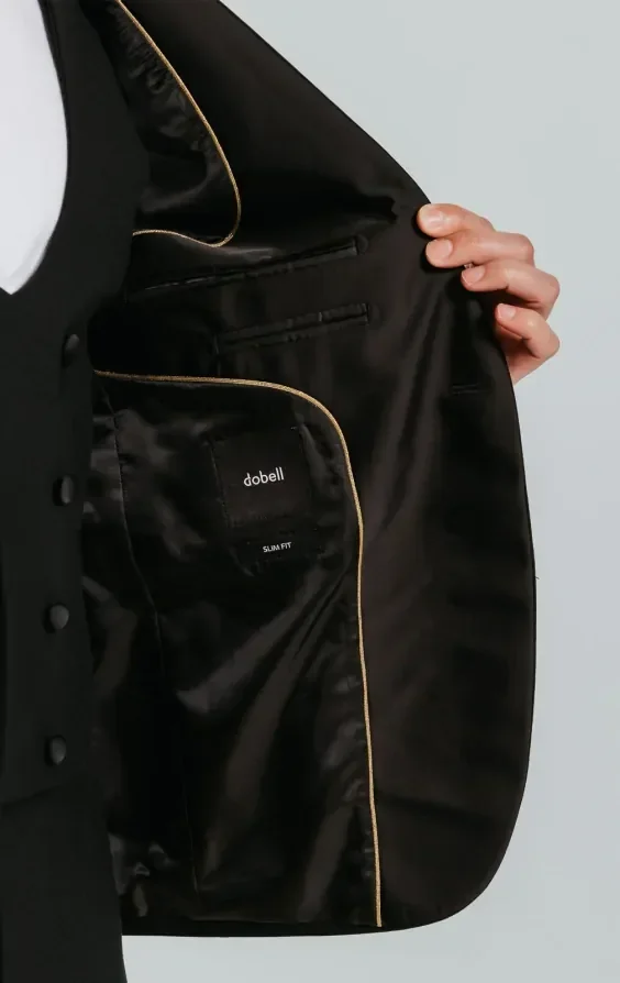 Black Slim-Fit Dinner Jacket with Notch Lapel thumbnail 6