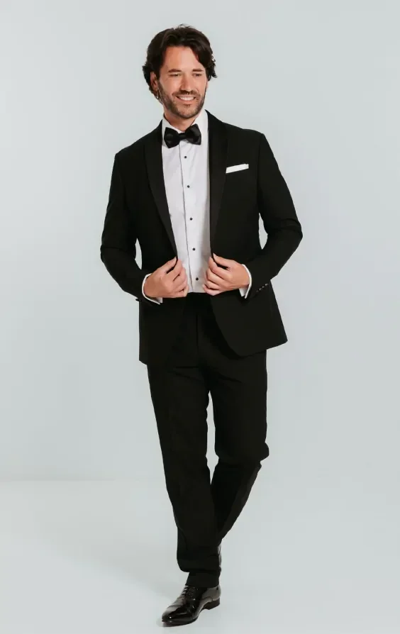 Black Slim-Fit Tuxedo with Shawl Lapel thumbnail 3