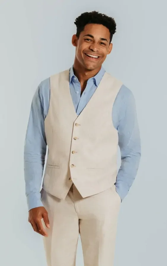 Cream Linen 3 Piece Suit thumbnail 9