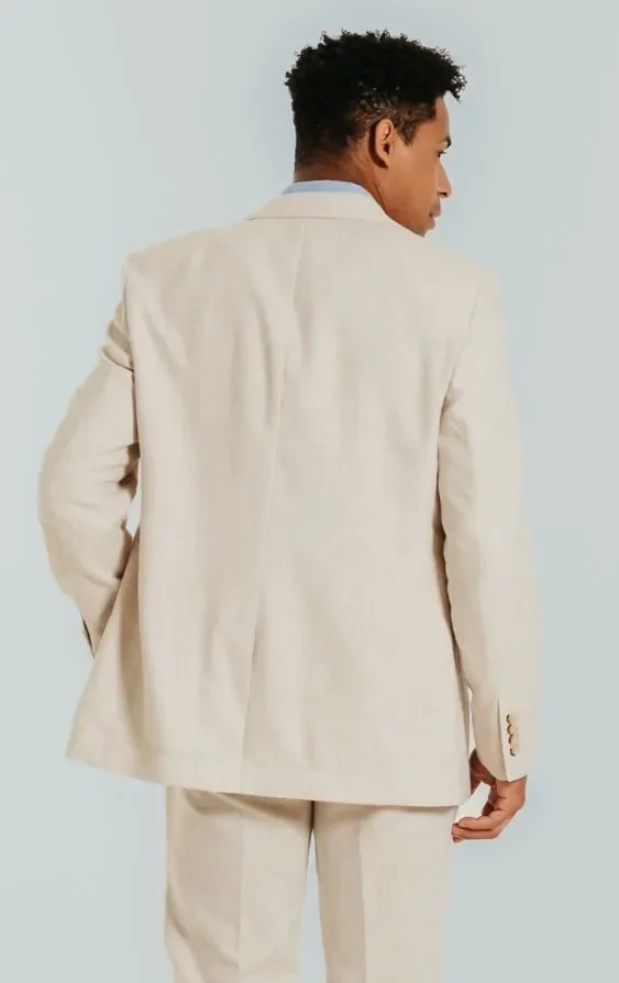 Cream Linen Slim Fit Suit thumbnail 4