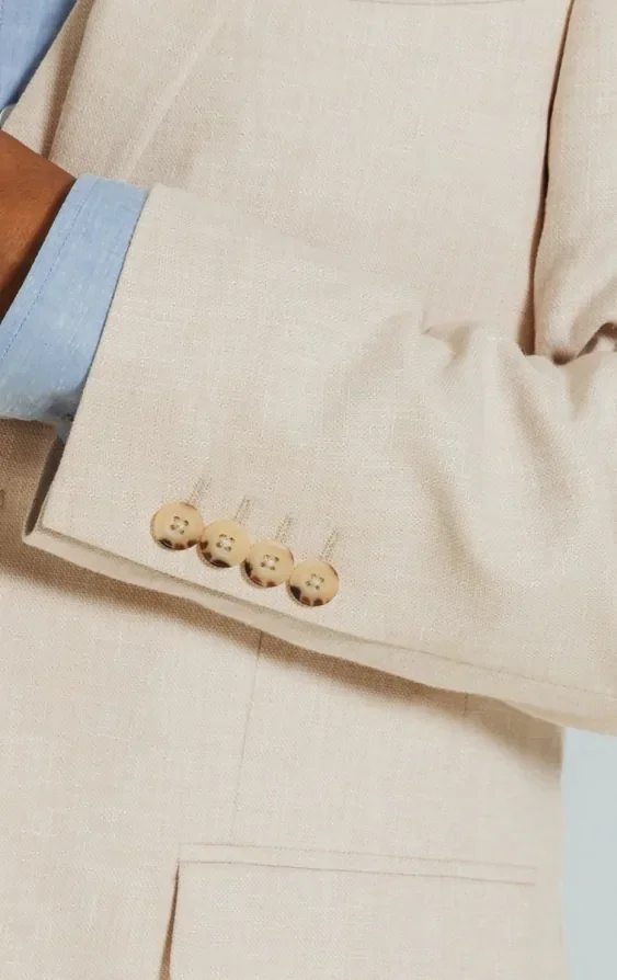 Cream Linen Slim Fit Suit thumbnail 5