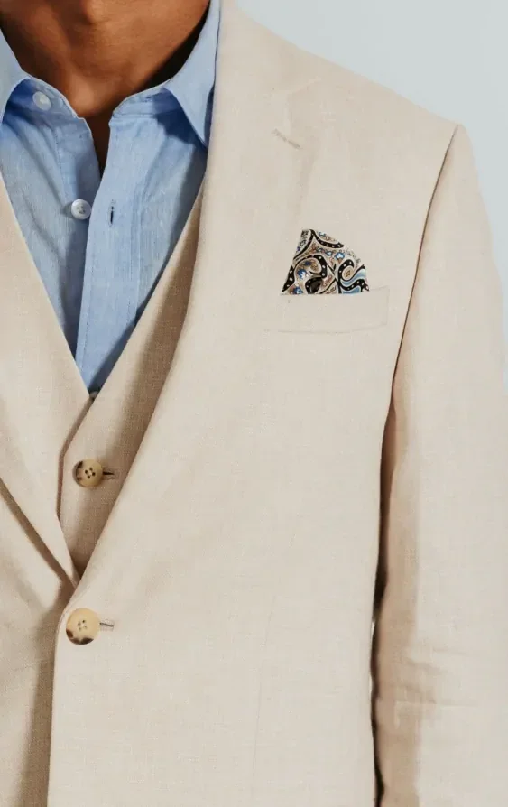 Cream Linen Slim Fit Suit thumbnail 6