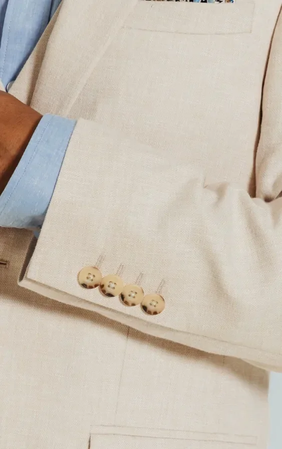 Cream Linen Suit Jacket thumbnail 4